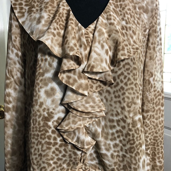 Evan Picone Animal Print Ruffle Blouse - Picture 3 of 5